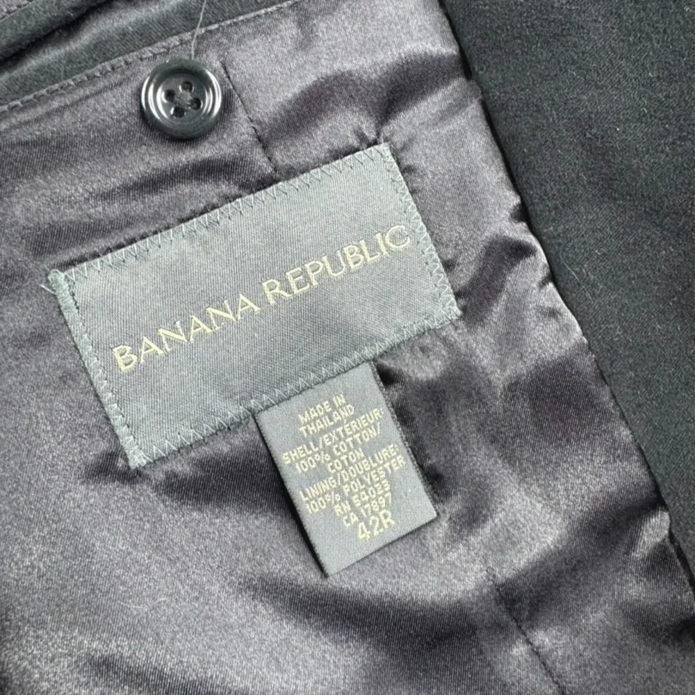 Banana Republic Blazer Men 42R Black Suede Sport Coat Jacket Suit Cotton Career